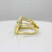 10k Gold nugget two finger ring side view on a white background