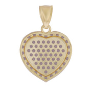 A heart-shaped 10k yellow gold pendant with a solid polished back and a bail.