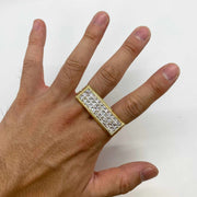 Hand wearing a 10k Princess Two Finger ring with Cubic Zirconia 