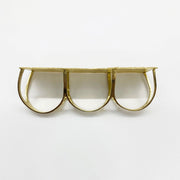 10k Gold Rectangular Three Finger Ring top view on a white background