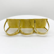 10k Gold Rectangular Three Finger Ring back view on a white background