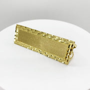10k Gold rectangular Three Finger Ring front view on a white platform with a gray background
