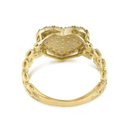 Inner view of 10k gold slim ring showing the pink cubic zirconia heart under-gallery.