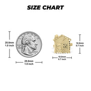 Size chart comparing a US quarter to the 10k gold trap house ring.