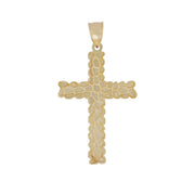10k gold vintage nugget textured cross pendant charm shown on plain white background.