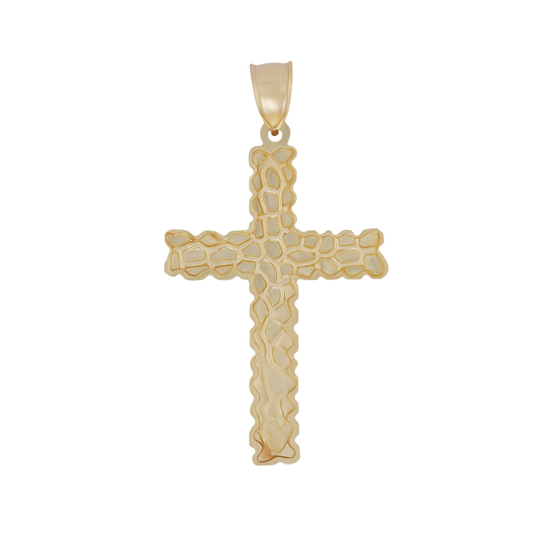 Detailed shot of the 10k Gold Vintage Nugget Cross Pendant on a white background.