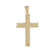 10k Gold Vintage Nugget Cross Pendant featuring a textured yellow gold design.
