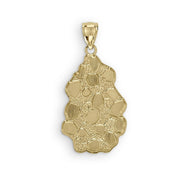 A 10k yellow gold vintage nugget pendant showing a smooth, polished back.