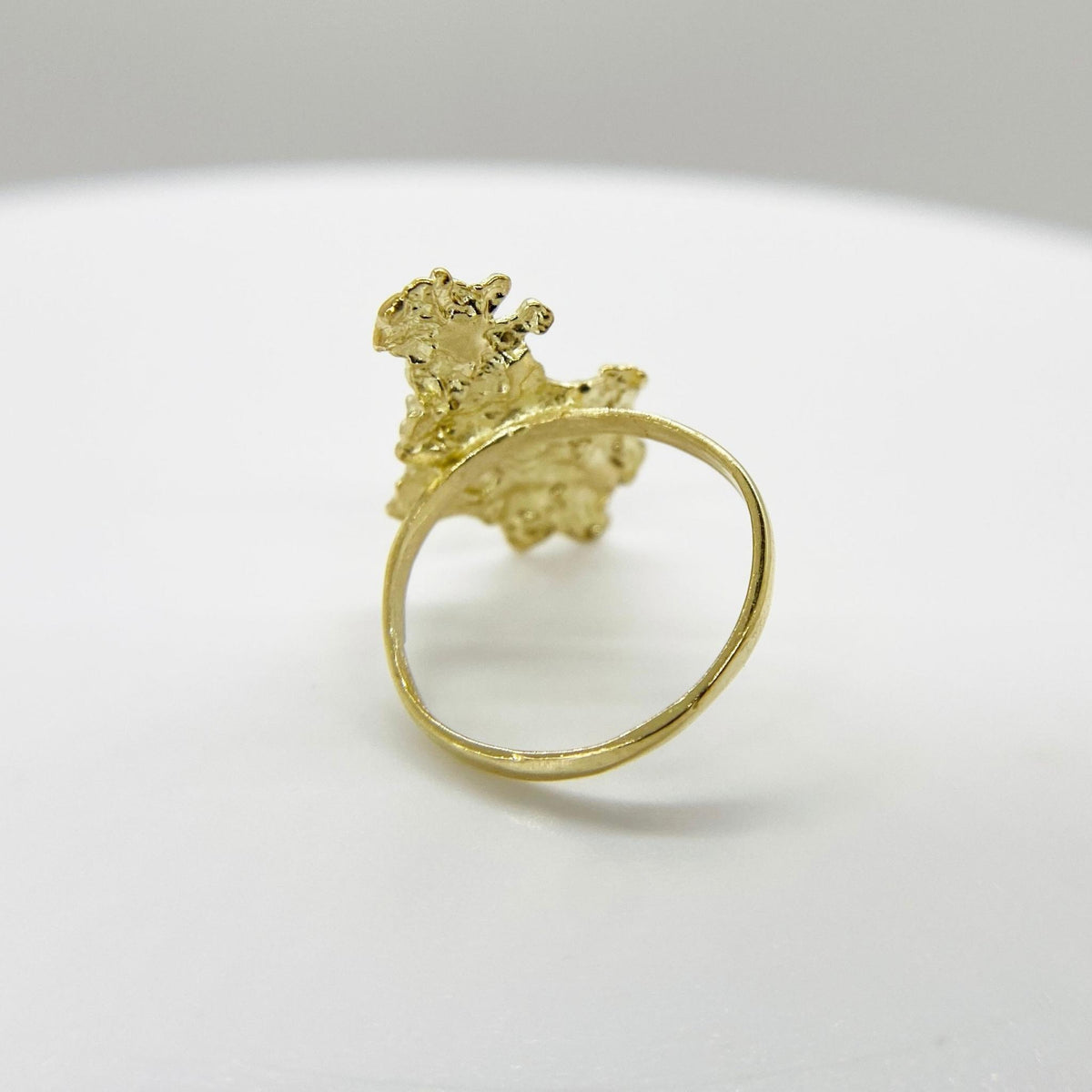 10k Gold Vintage Nugget ring with a textured design back view on a white background