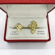 two 10k Gold Vintage Nugget rings in a red box with size labels on a white background