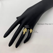 two 10k Gold Vintage Nugget rings on a black mannequin hand with size labels.