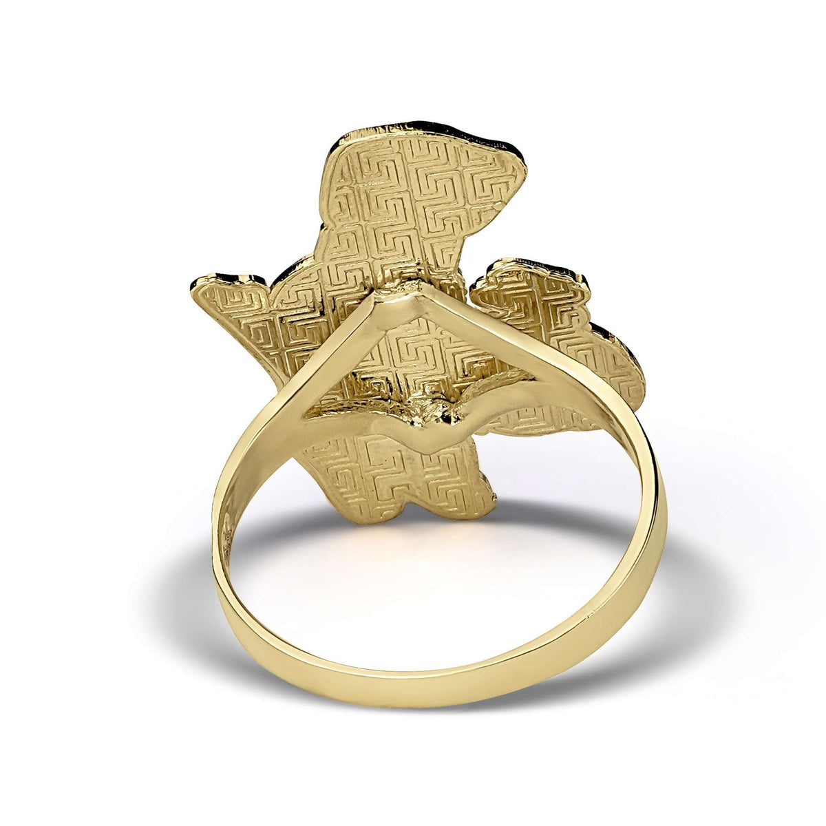 Back view of 10k Gold Vintage Pillsbury Doughboy DC Ring showing hollow character backing.