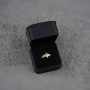 10k Gold Vintage Nugget Ring with a spade design in a black jewelry box 