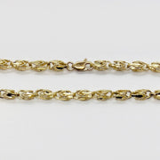 Close-up of a 10k gold vintage Turkish link chain showing the lobster clasp.