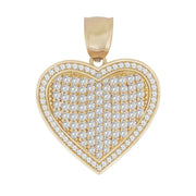 Front view of 10k gold white CZ heart pendant isolated on white background