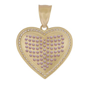 Back view of 10k gold pink and white CZ heart pendant isolated on white