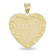 Back view of heart-shaped gold nugget pendant.