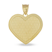 Textured diamond-cut yellow gold heart-shaped pendant with matching bail.