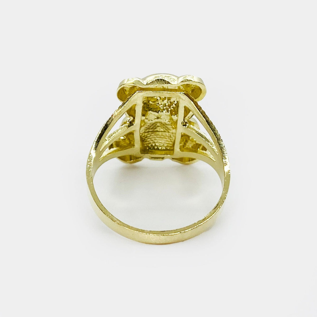 10k Gold Teddy Bear ring back view on a white background