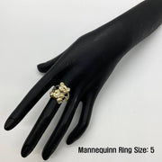 10k Gold Teddy Bear ring on a black mannequin hand.
