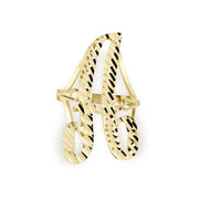 Front profile of a 28.0mm gold vintage cursive initial ring, letter A