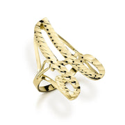 10k yellow gold large vintage cursive diamond-cut initial ring featuring letter A