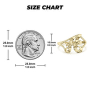 10k yellow gold slim initial ring size chart with height and millimeter dimensions.