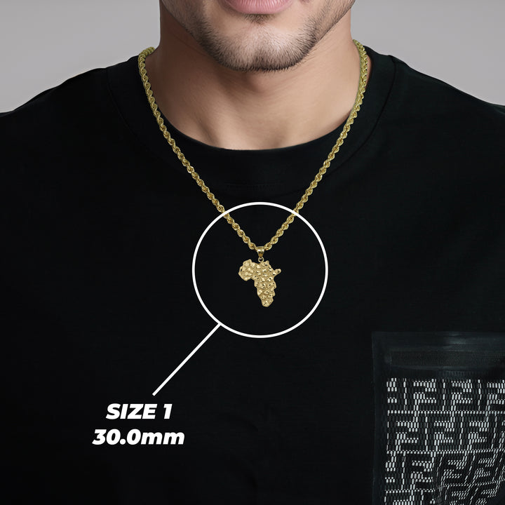 10k Gold Classic Nugget Africa Map Pendant