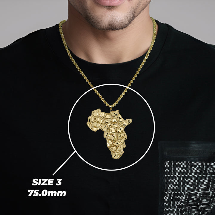 10k Gold Classic Nugget Africa Map Pendant