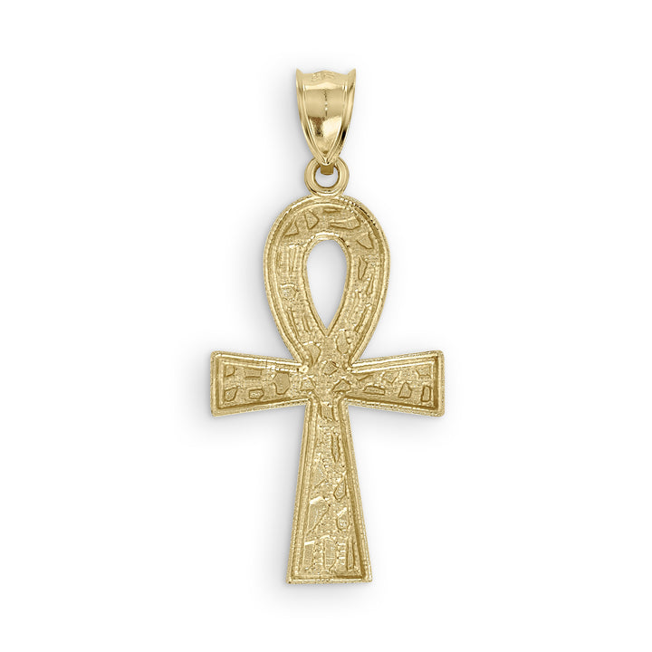 10k Gold Nugget Ankh Celtic Cross Pendant