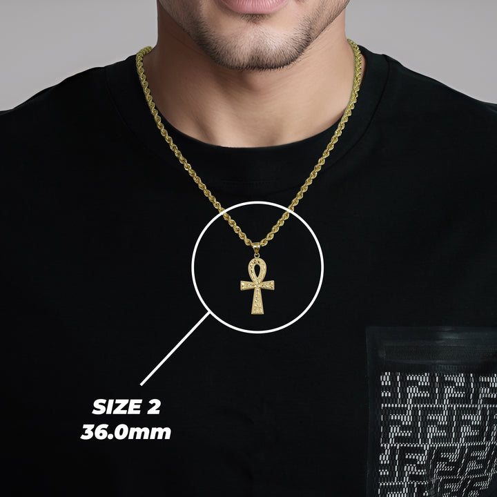 10k Gold Nugget Ankh Celtic Cross Pendant