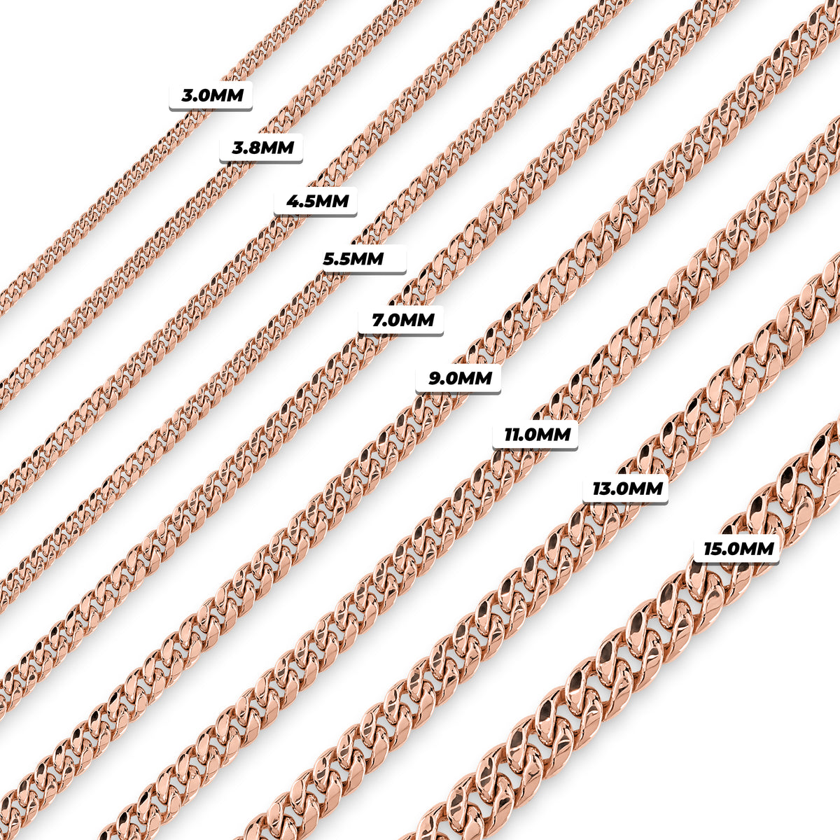 10k Rose Gold Classic Miami Cuban Bracelet/Anklet (Solid)
