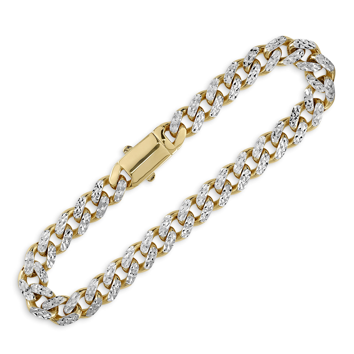 10k & 14k Gold DC Monaco Miami Cuban Chain Bracelet (Hollow)