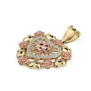 Heart pendant featuring a rose gold elephant centered inside clear cubic zirconia.