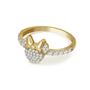 14k Gold Bling Mouse CZ Ring with white stones, side-angle view.
