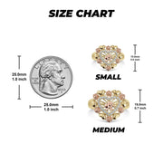 14k gold elephant heart ring size guide with millimeter and inch measurements.