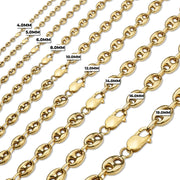 14k gold classic hollow puff Gucci chain width size comparison chart ranging from 4.0mm to 19.0mm.