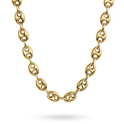 14k gold classic hollow puff Gucci chain necklace displayed on a plain white background.