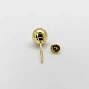 Pair of 14k yellow gold classic round ball stud earrings with secure screw backs.