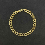 14k Gold Cuban Curb Link Bracelet Anklet on a black backgound