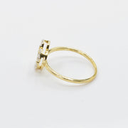 14k Gold Dainty Mouse Ring side view on a white background