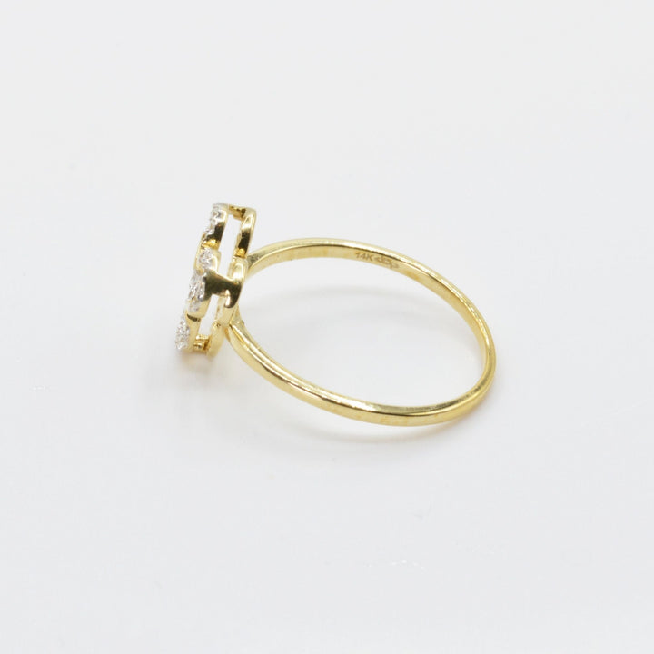 14k Gold Dainty Mouse Ring side view on a white background