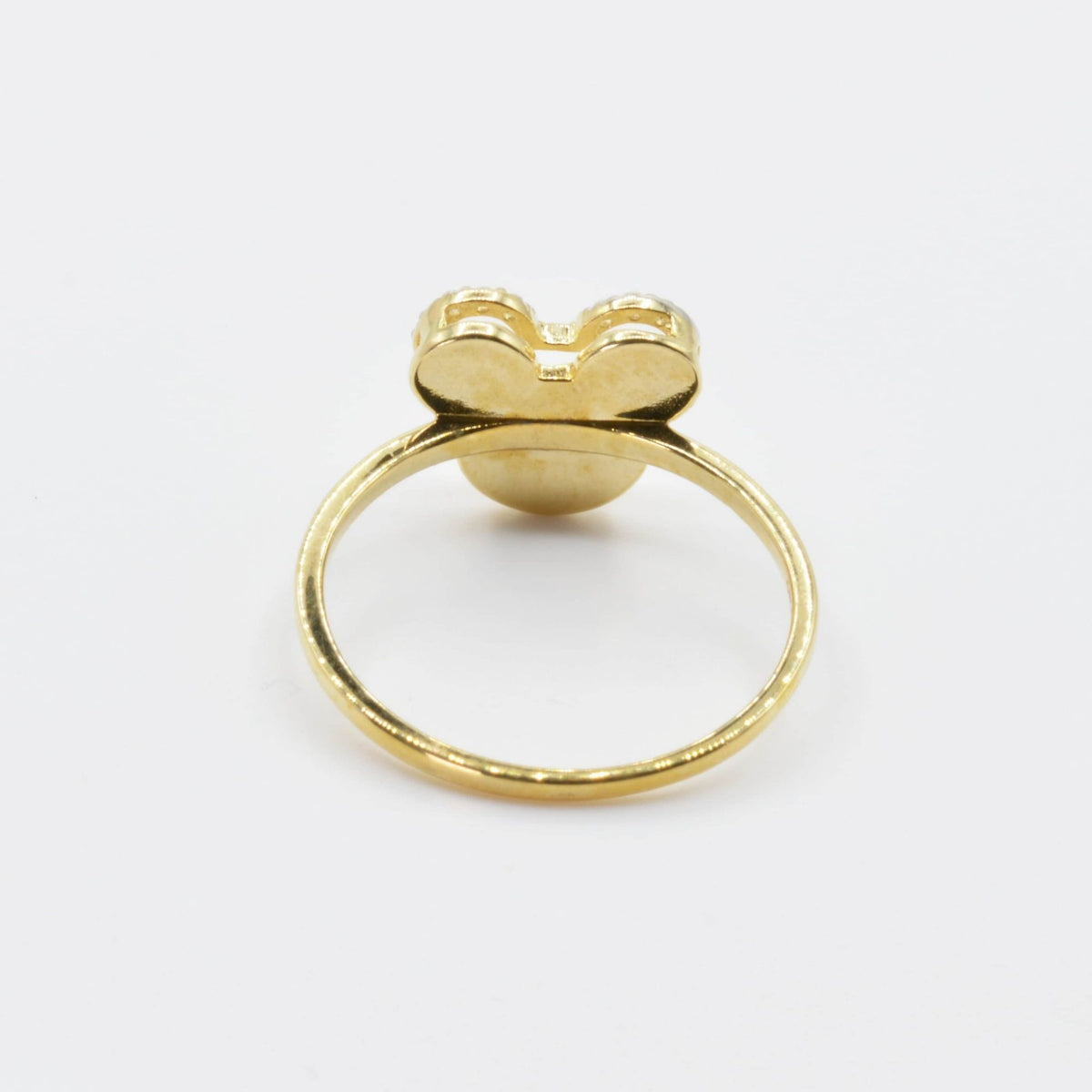 14k Gold Dainty Mouse Ring back view on a white background