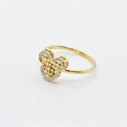 14k Gold Dainty Mouse Ring with intricate design on a white background