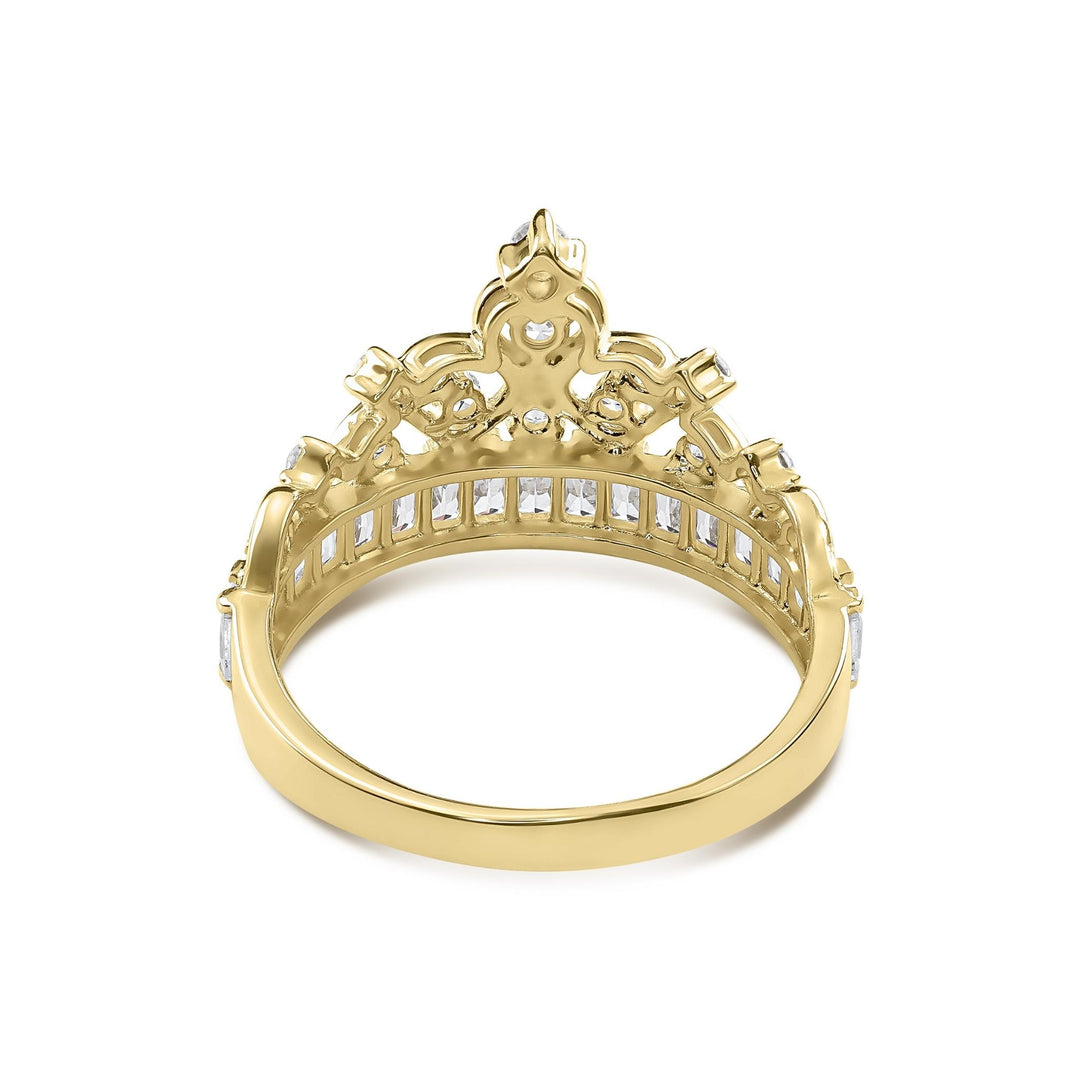 Back view of 14k gold Eler crown cubic zirconia ring showing inner polished band.
