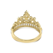 Back view of 14k gold Eler crown cubic zirconia ring showing inner polished band.