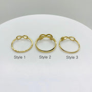 Three 14k Gold Assorted Infinity Sign back view with three different design