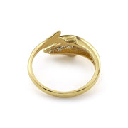 Back view of 14k gold Kari dolphin ring showing smooth inner band surface.