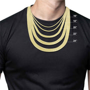 Length guide chart for 14k gold lightweight herringbone chains from 16 to 24 inches.