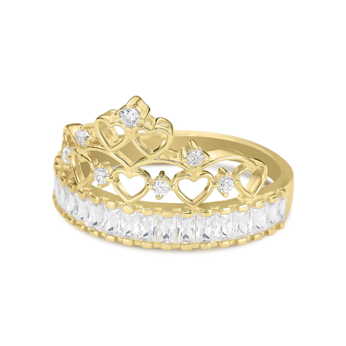 Elegant 14k gold Lisa crown cubic zirconia ring featuring a channel-set band.